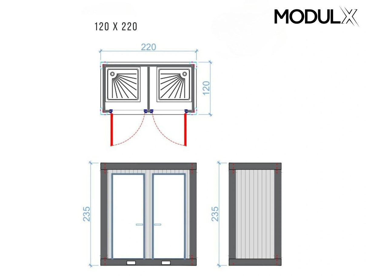 Dusch Container (Doppel Dusche) 120x220 (SAN-232)
