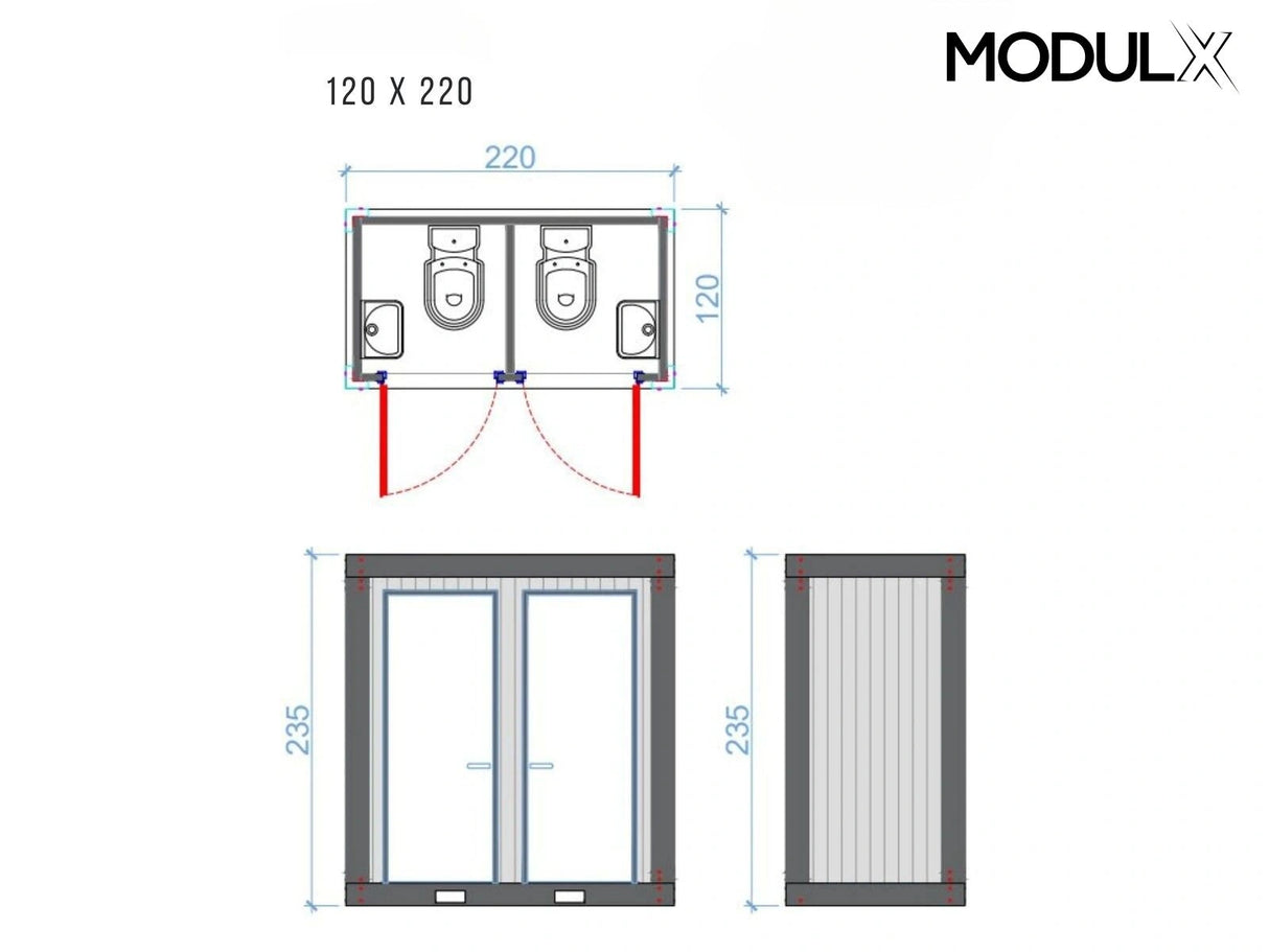 WC Container (Doppel WC) 120x220 (SAN-211)