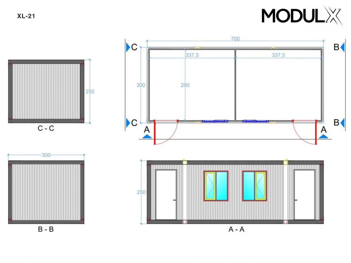 Kantoorcontainer Basicline XL 300x700 (XL-21)