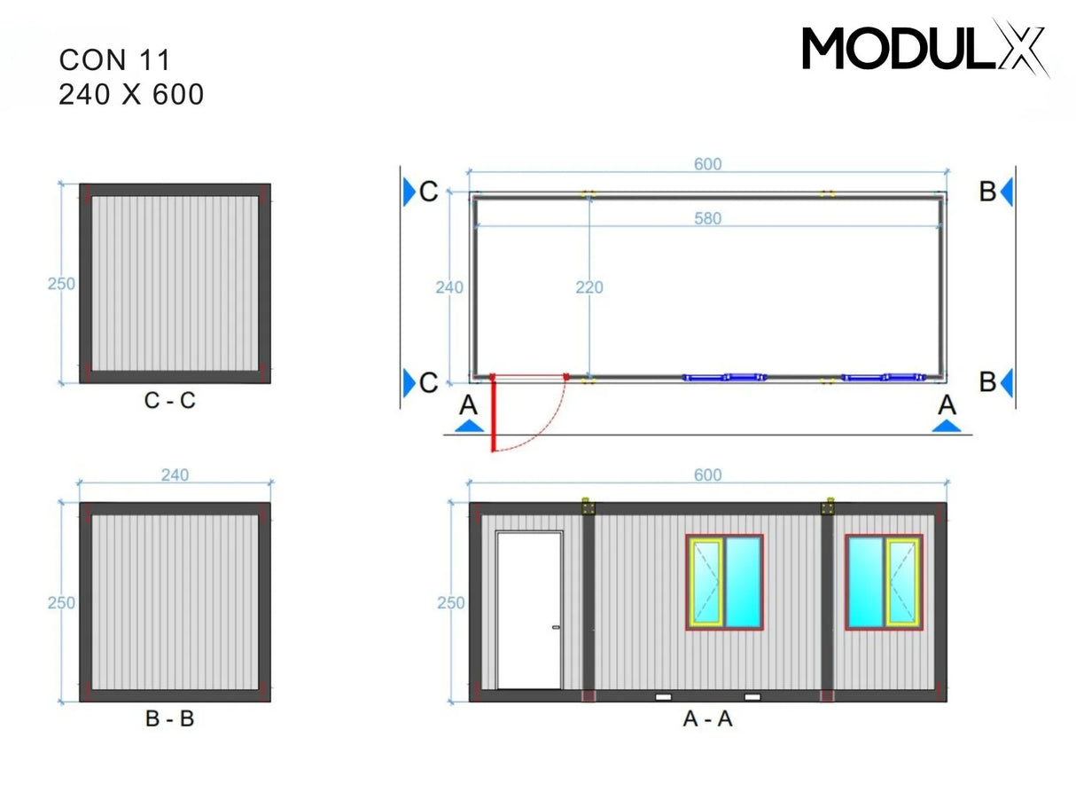 Bürocontainer Basicline Standard 240x600 (CON-11)