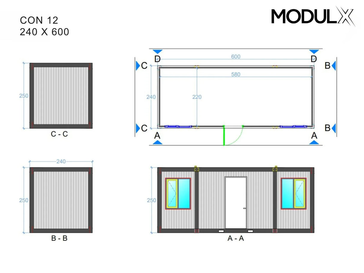 Bürocontainer Basicline Standard 240x600 (CON-12)