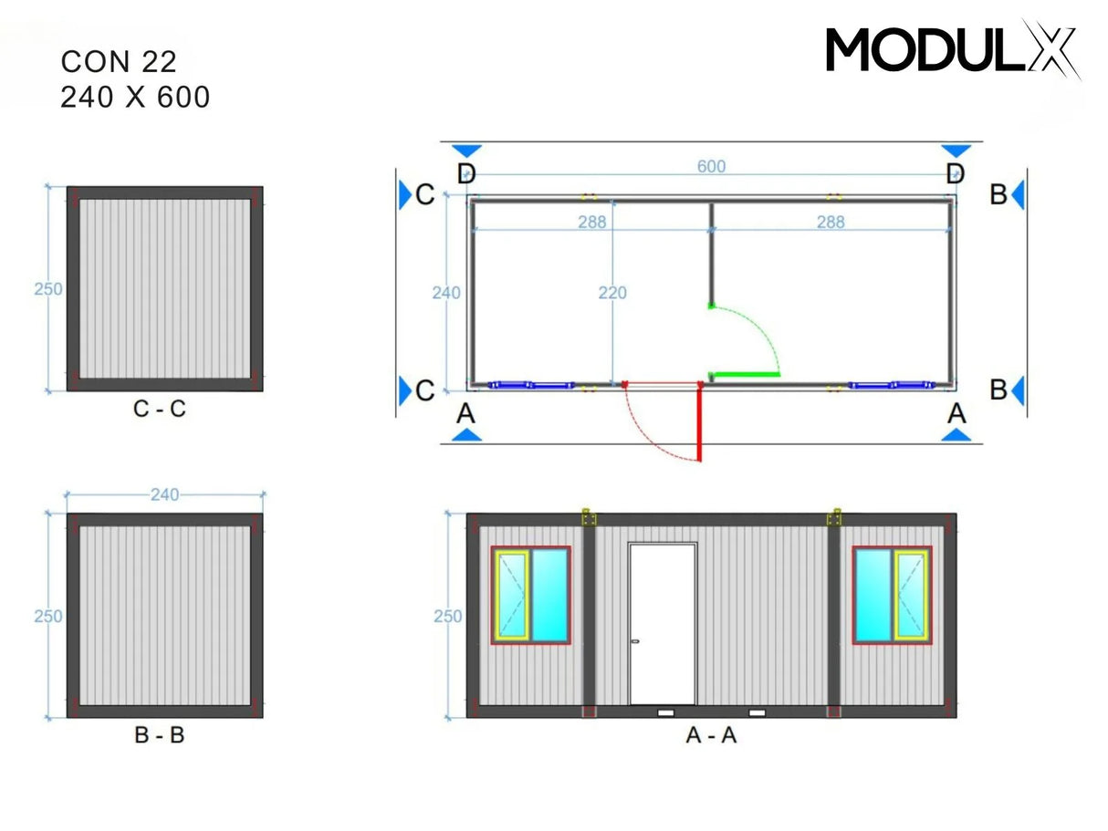 Bürocontainer Basicline Standard 240x600 (CON-22)
