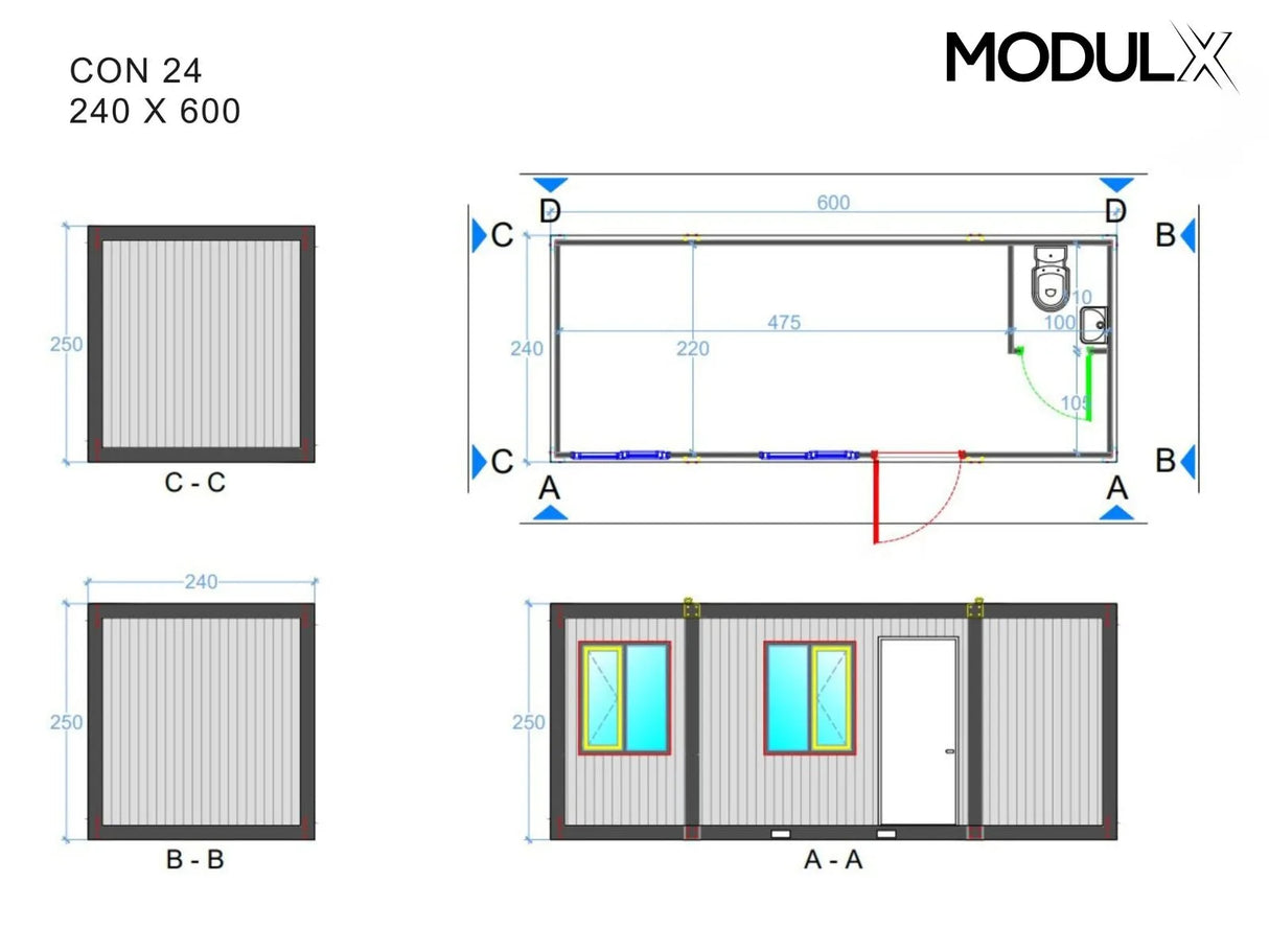 Bürocontainer Basicline Standard 240x600 (CON-24)