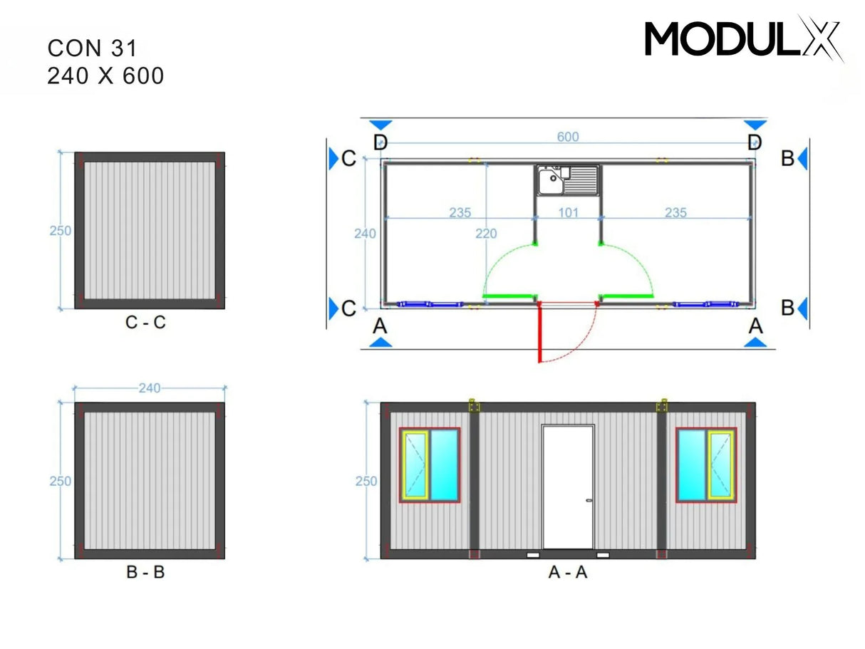 Bürocontainer Basicline Standard 240x600 (CON-31)