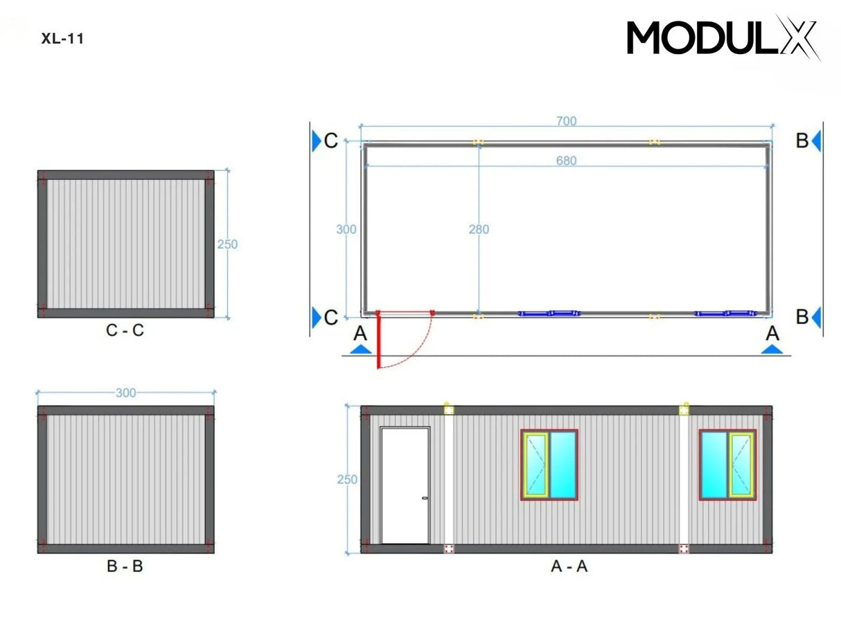 Bürocontainer Basicline XL 300x700 (XL-11)