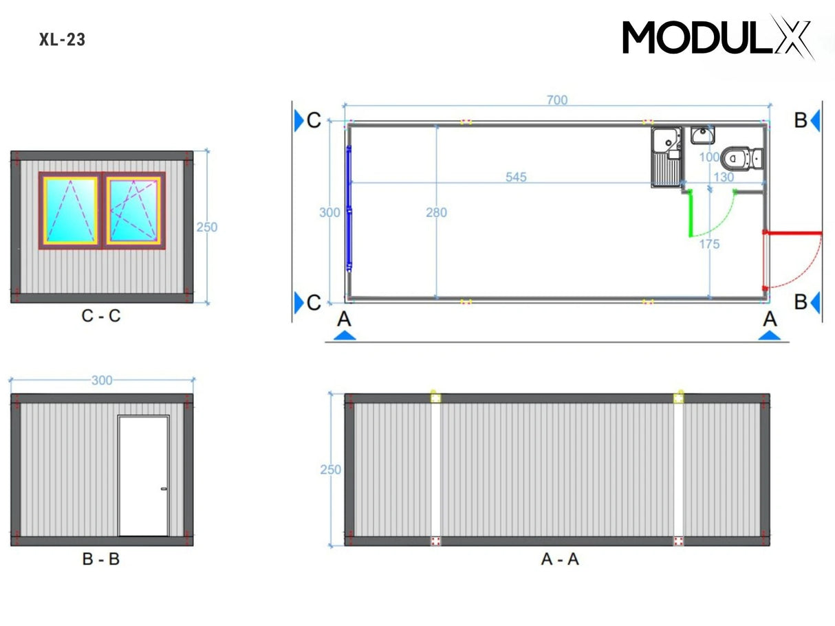 Kantoorcontainer Basicline XL 300x700 (XL-23)
