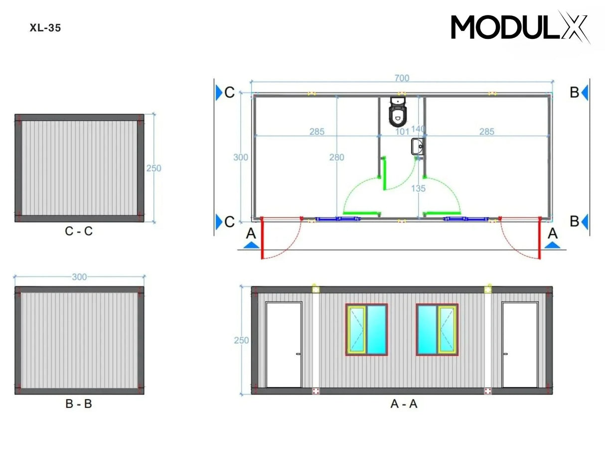 Kantoorcontainer Basicline XL 300x700 (XL-35)