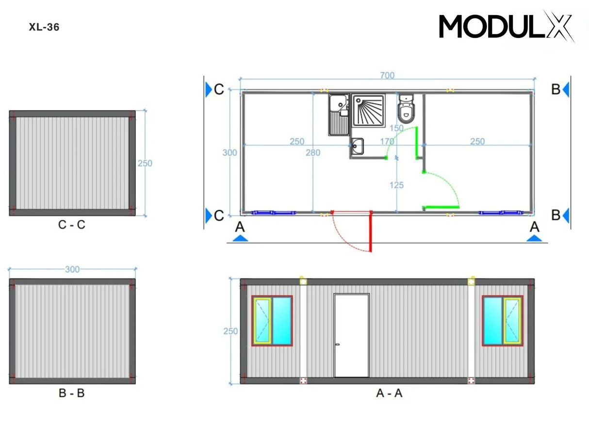 Kantoorcontainer Basicline XL 300x700 (XL-36)