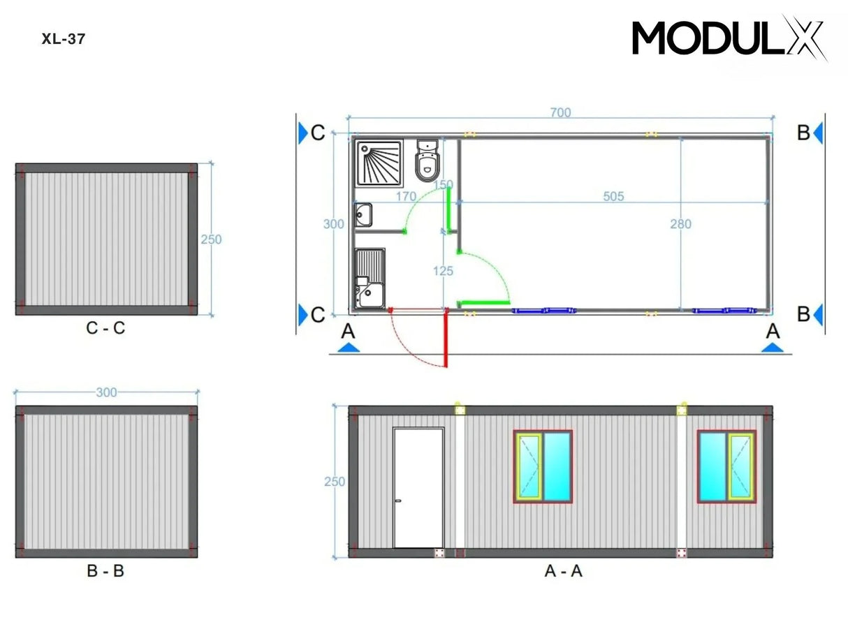 Kantoorcontainer Basicline XL 300x700 (XL-37)