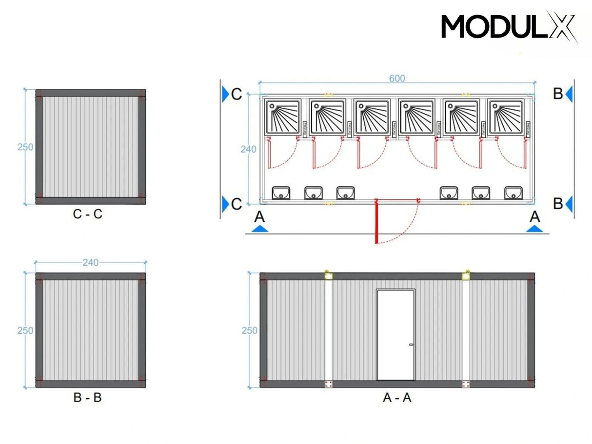 Dusche Container (6’er Dusche) 240x600 (SAN-621)