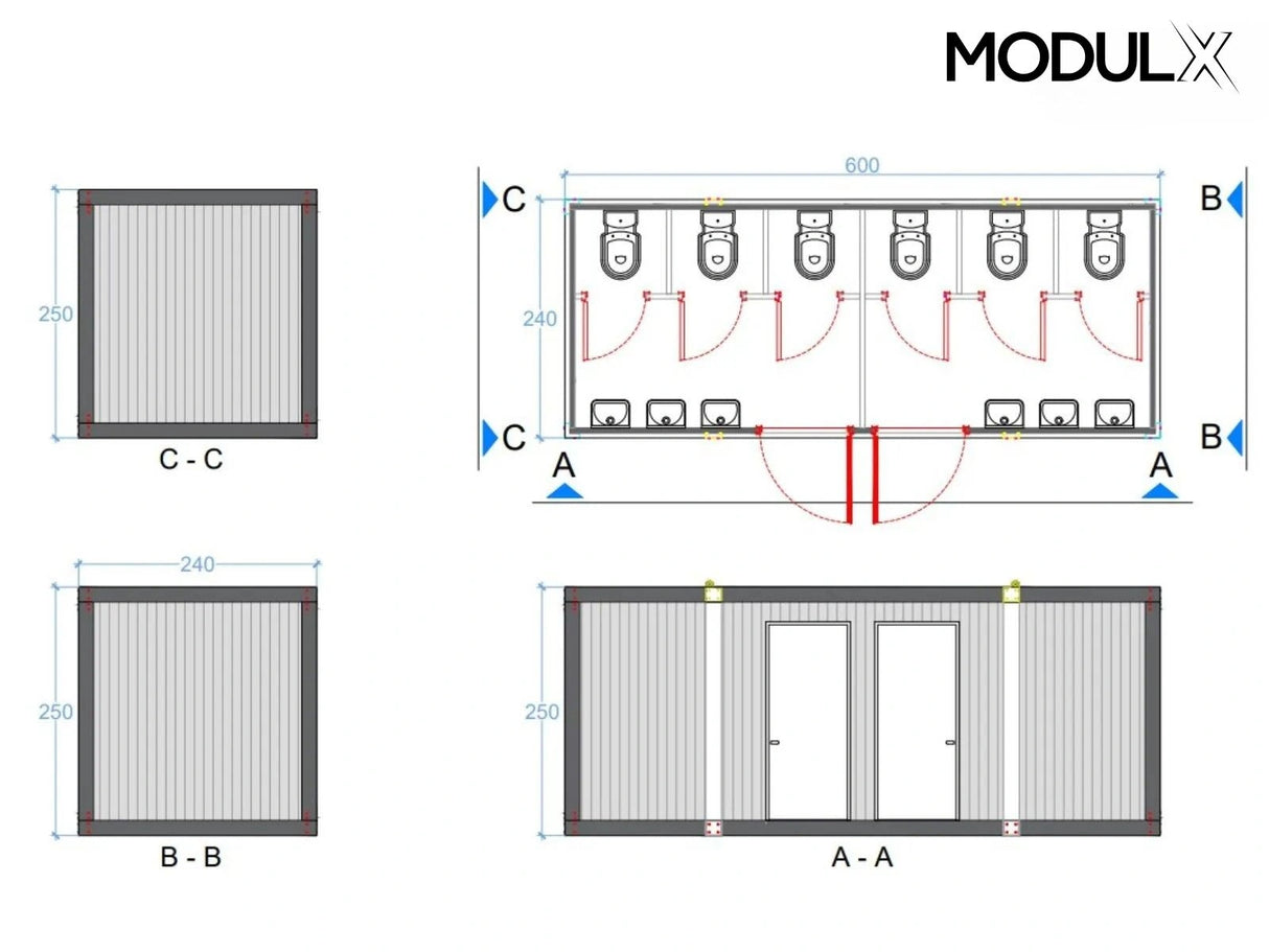 WC Container (6’er WC) 240x600 (SAN-611)