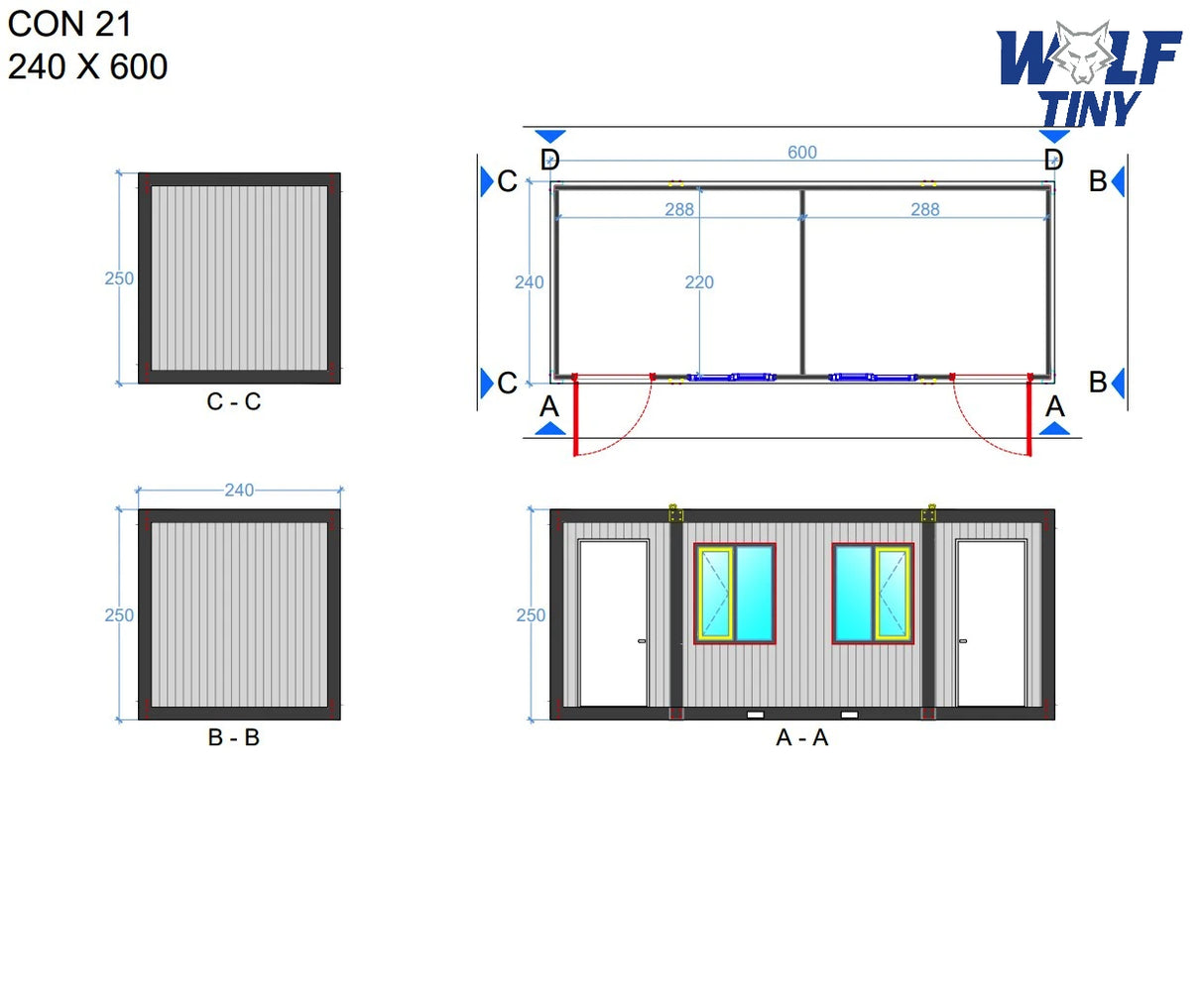 Bürocontainer Basicline Standard 240x600 (CON-21)