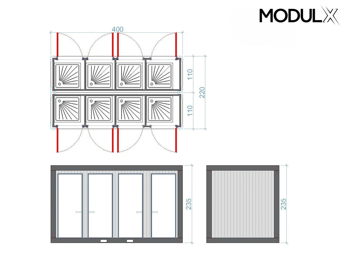 Dusche Container (8’er  Dusche) 220x400 (SAN-821)