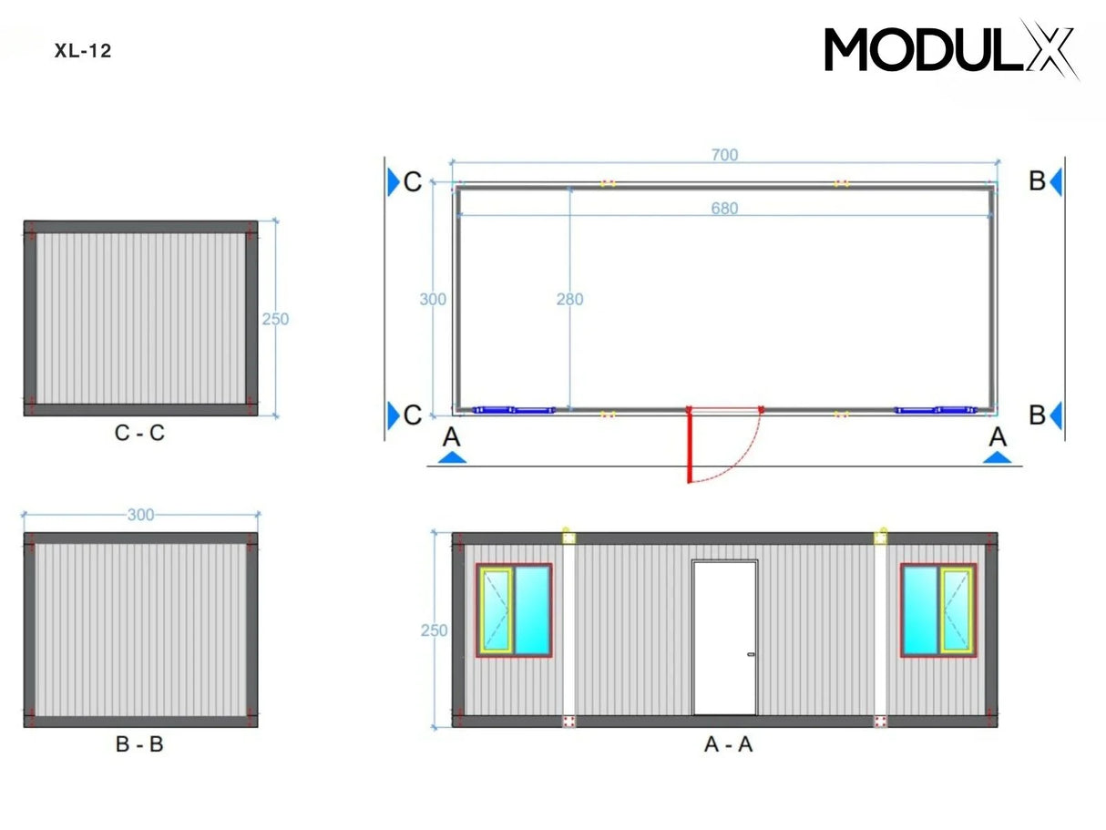 Bürocontainer Basicline XL 300x700 (XL-12)