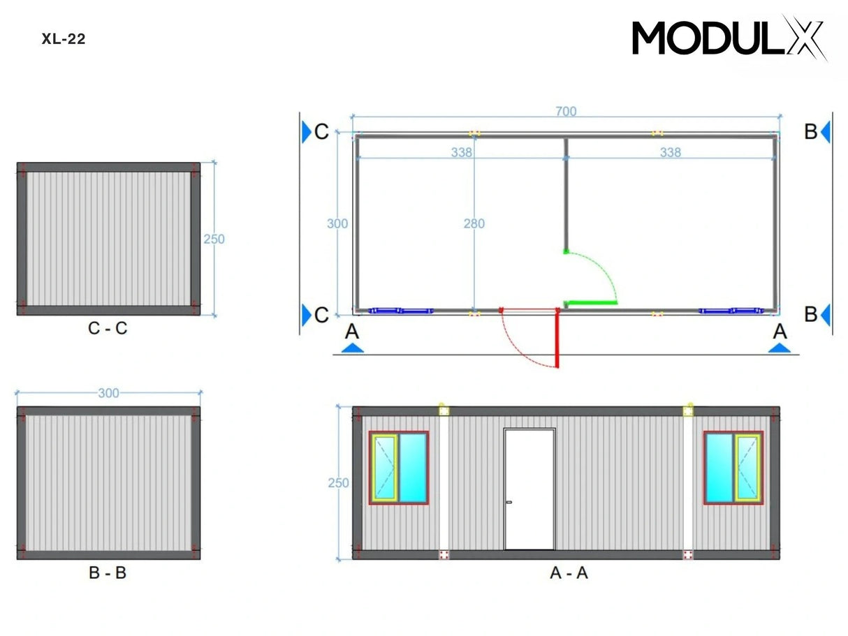 Bürocontainer Basicline XL 300x700 (XL-22)